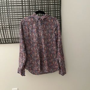 J. Crew Liberty Fabric Floral Print Button Up Shirt/Blouse, Women’s Size 10
